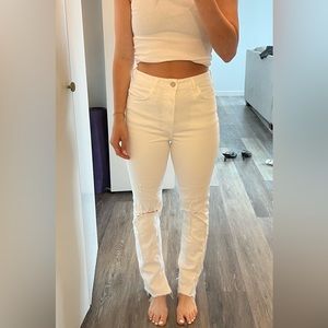 Zara white ripped jeans